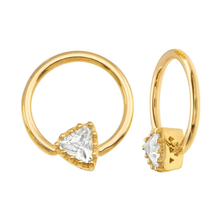 Anillo Continuo con Garra Fija de Triángulo Encantador – Diseño de Acento Geométrico en Oro de 14K para venta al por mayor de Piercing-zone