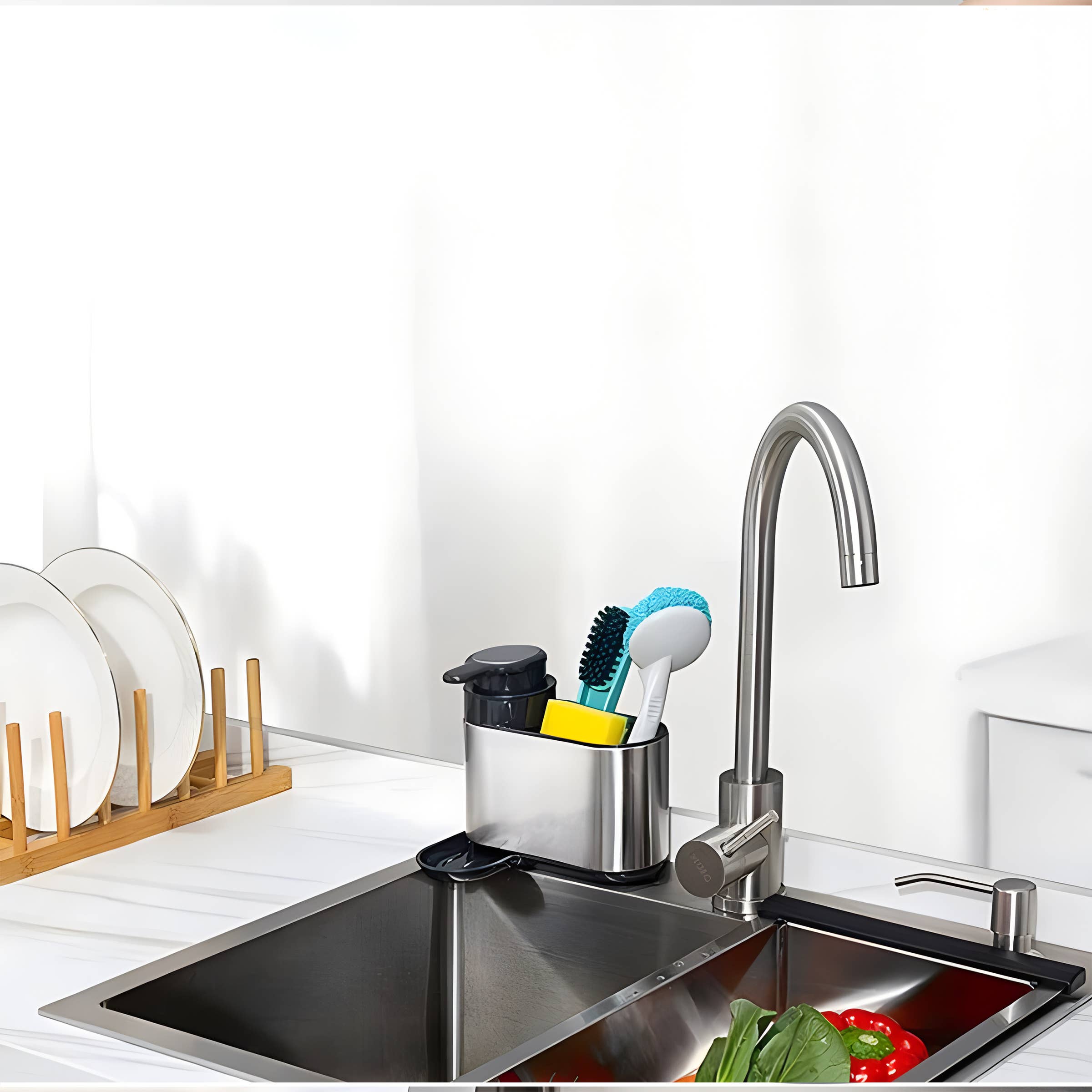 Menastyl - Wholesale Kitchen Storage/Organizer - 2-in-1 sink organizer in stainless steel and plastic4