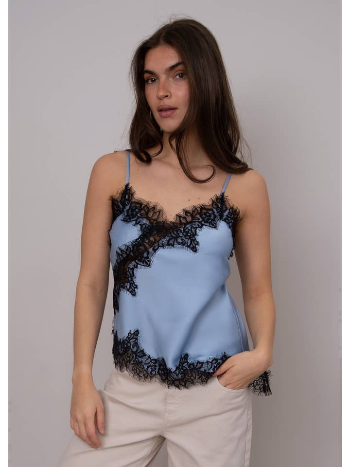 RD Style - Wholesale Camisole - Women's - REILA ASYMMETRIC CAMI W/ LACE TRIM- 57W451S4