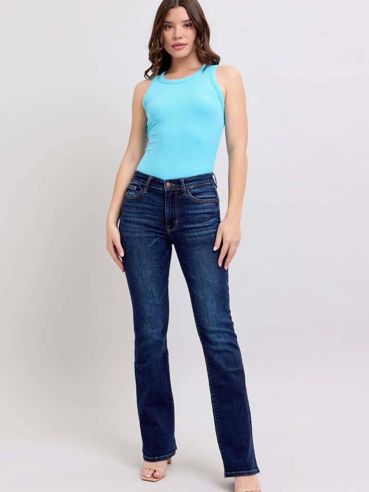 Watermelon Apparel - Wholesale Jeans - Women's - Judy Blue Mid Rise Dark Wash Classic Bootcut, Inseam 32"1