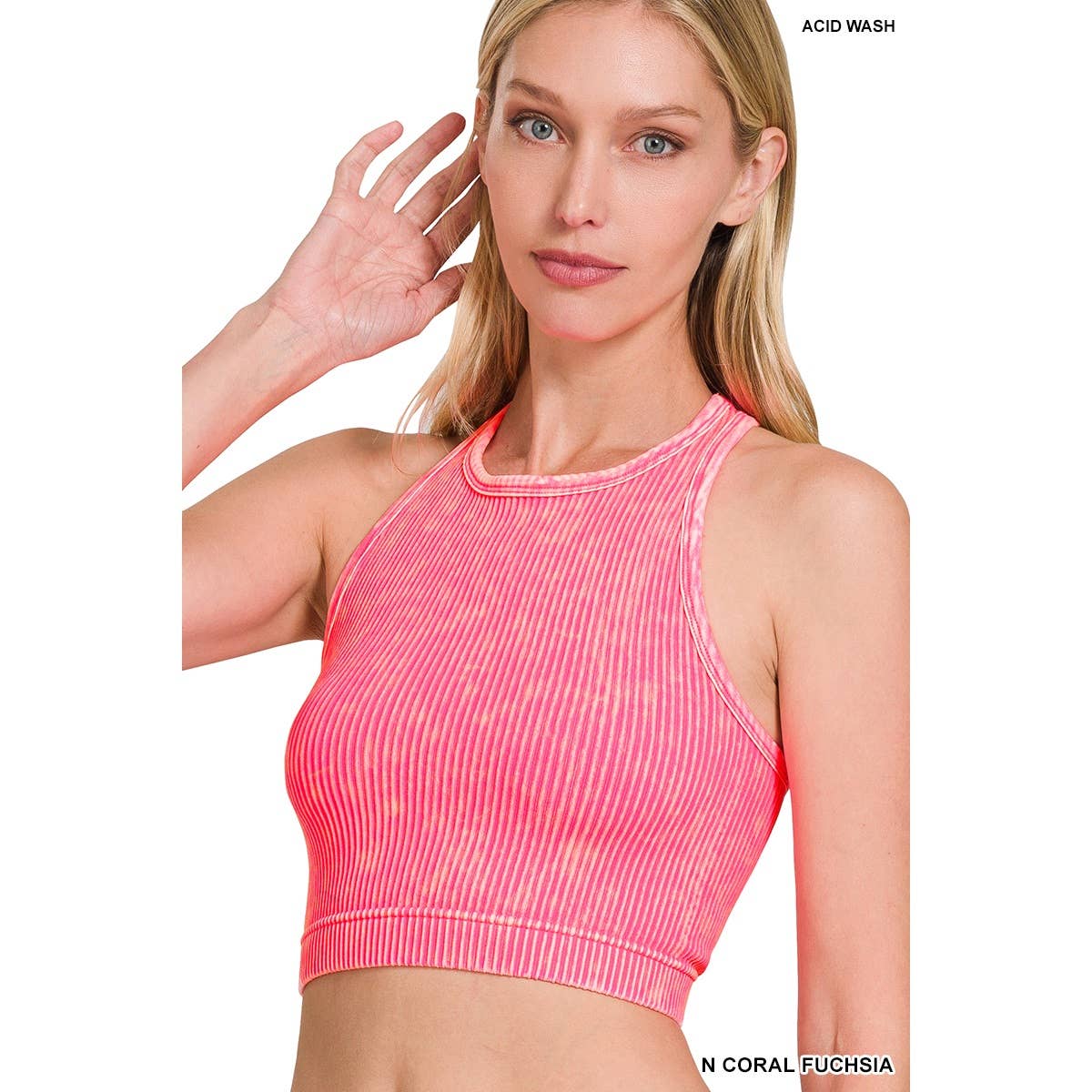 Apolline - Vente Débardeur – femme - HAUT COURT CÔTELÉ DÉLAVÉ SANS COUTURES À DOS NAGEUR13