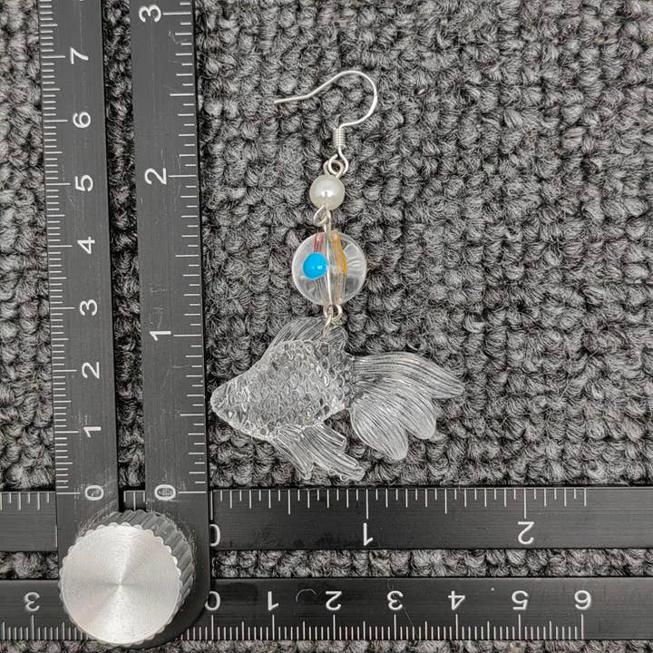 Mio Queena - Wholesale Dangle Earrings - YK - Transparent Acrylic Goldfish Dangle Earrings