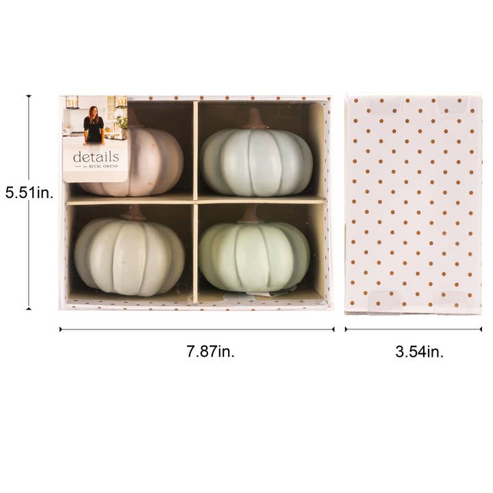 DesignStyles Home - Wholesale Decorative Tabletop Object - Becki Owens Set of 4 Pale Pink and Sage Green Pumpkins