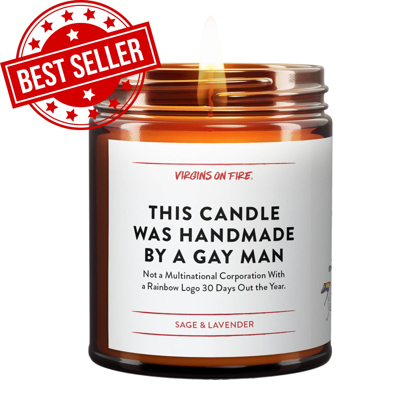 THIS CANDLE WAS MADE BY A GAY MAN 🏳️🌈 (Sage & Lavender) for wholesale by Virgins On Fire Candle Co.