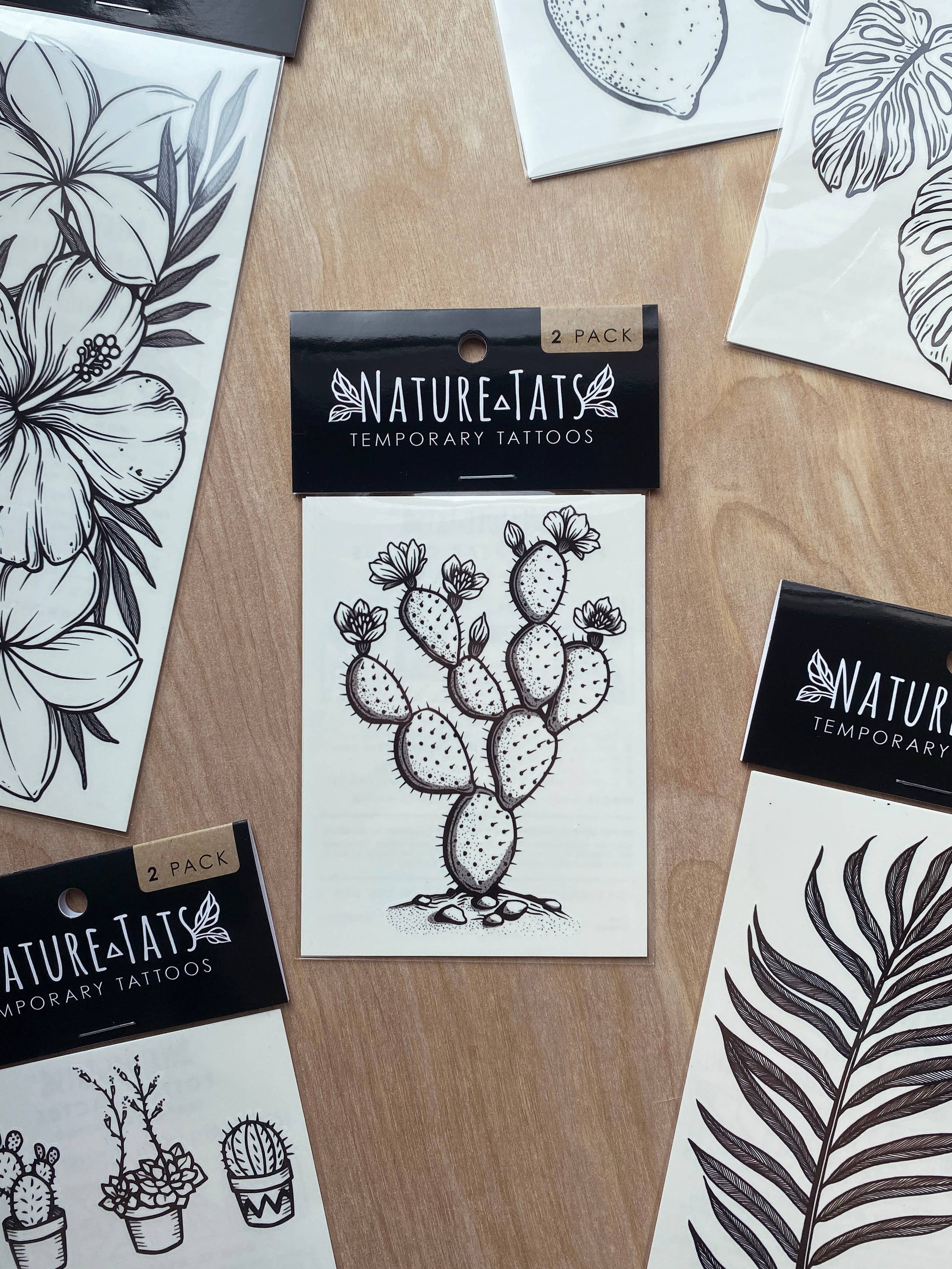 NatureTats - Wholesale Temporary Tattoo - Prickly Pear Cactus Temporary Tattoo1