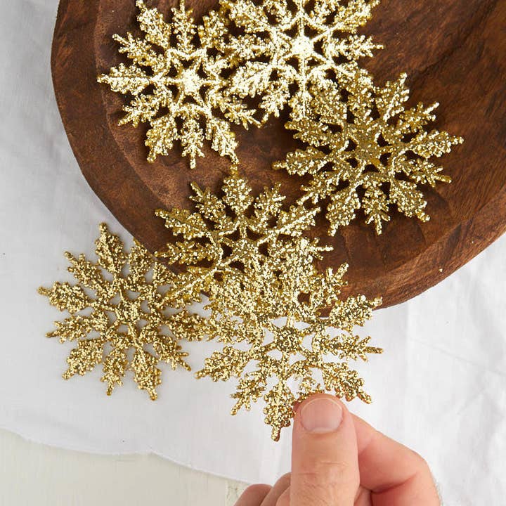 Factory Direct Craft - Wholesale Ornament - Pack of 6 Gold Glittered Snowflake Ornaments (Select Size)3