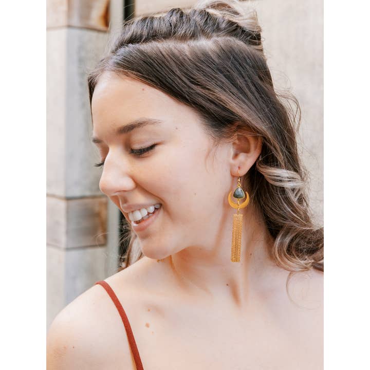 WonderLight Jewelry – wholesale Tofsörhängen – Halvmånens tofsörhängen - Labradorit/Transformation8