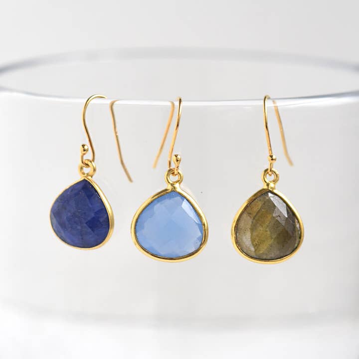 FELIX Z DESIGNS - Wholesale Hangende/ronde oorbellen - 925 zilveren peervormige bevestigde stenen oorbellen