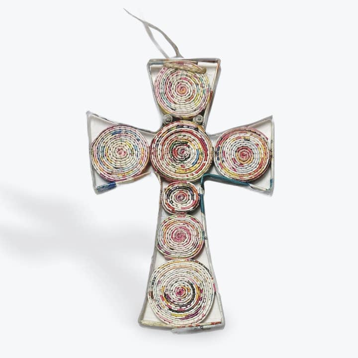 The Upcycled Paper Company - Vente Objets de décoration - Ornement de Noël en croix - Papier recyclé1