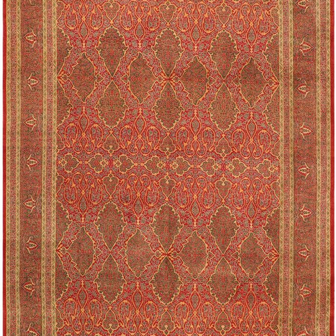 Semi-Antique Emelina Rust/Green Wool Rug - 8'1'' x 9'11'' for wholesale by Arshs Fine Rugs