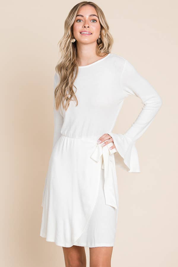 Culture Code – Engroshandel Kjole - Dame – CHD1390L - KJOLE MED FLÆSEDE LANGE ÆRMER OG SLÅ-OM BÆLTE8