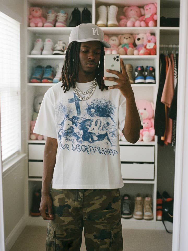 Cyanotype-Style Art Print Boxy oversized T-shirt for wholesale by NOISSEY