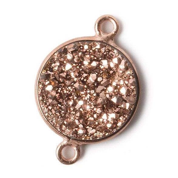 Connecteur métallique Drusy avec lunette en or rose de 13 mm, 1 pièce pour la vente par Beads of Cambay