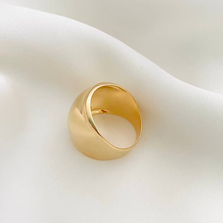 Housegoldjewelry - Wholesale Band/gestapelde ring - Ring met dikke band, gouden vintage ring, ronde sigarenbandring, 18k gouden gevulde ring, statement ring, stapelring, brede gouden bandring