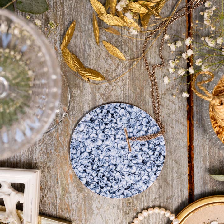 Chateau (Hydrangea) Round Coaster for wholesale by Toasted Crumpet (We Pay All US Duties & Tariffs)