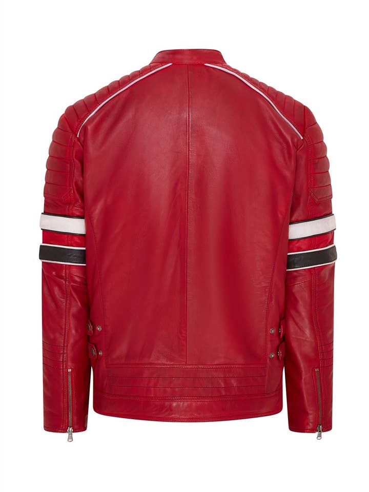 Infinity Leather (Upperclass Fashions Ltd) - Wholesale Leather Jacket - Men's - Mens Quilted Leather Biker Racing Jacket- Brevik