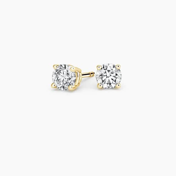 HoopLa - Wholesale Stud/Post Earrings - Round 4 prong CZ stud Earring- SteelÂ