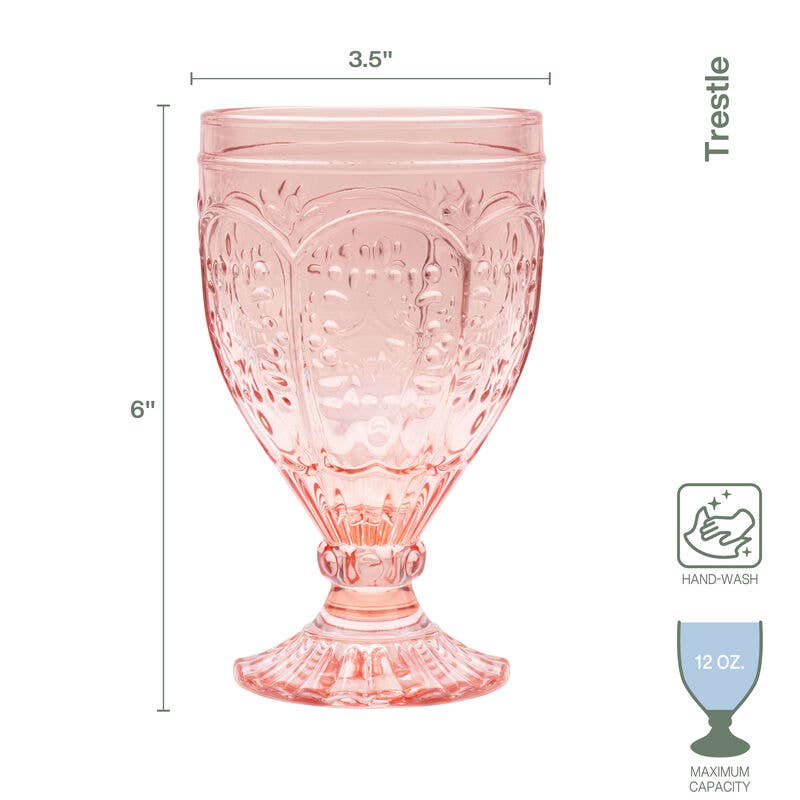 Fitz and Floyd® Mikasa® Pfaltzgraff® - Wholesale Wine Glass - Fitz & Floyd Trestle Blush 12OZ Goblet Blush S4 Brown Bx Pkg1