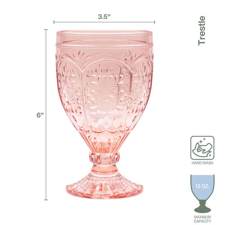 Fitz and Floyd® Mikasa® Pfaltzgraff® - Wholesale Wine Glass - Fitz & Floyd Trestle Blush 12OZ Goblet Blush S4 Brown Bx Pkg1