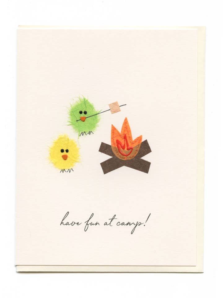"Have Fun at Camp!" Birds Around Campfire for wholesale by FLAUNT HANDMADE CORRESPONDENCES