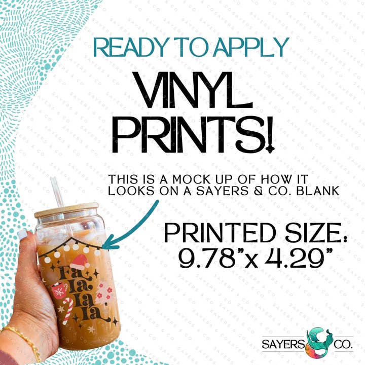 Sayers & Co. - Wholesale Sublimation Transfer - PRINTED Sublimation Transfer or Vinyl Print: Fa La La La 16oz Print2