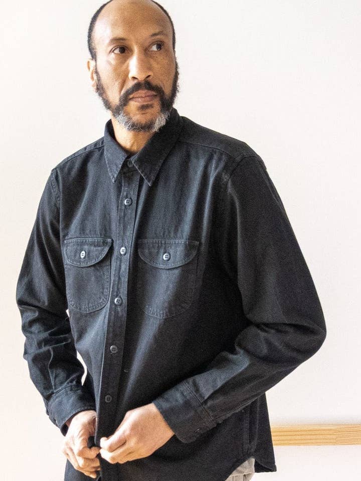 Walsh Cone Mills White Oak Schwarzes Denim-Hemd für den Großhandel von Grown and Sewn