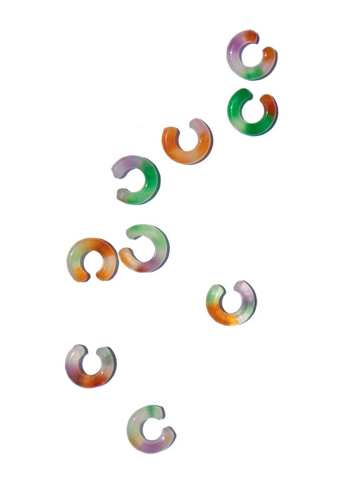 Abby — Singolo Orecchino a Polsino di Giada Multicolore per la vendita all'ingrosso da parte di seree