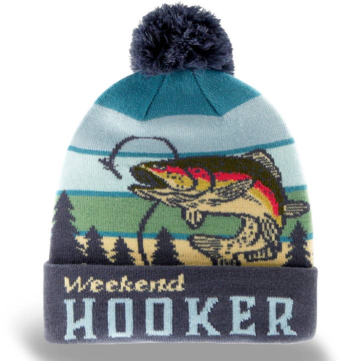Northern Icons Creations INC - Wholesale Beanie - Unisex - Weekend Hooker Fishing Beanie Hat with Pom Pom Outdoor Winter Knit Cap1