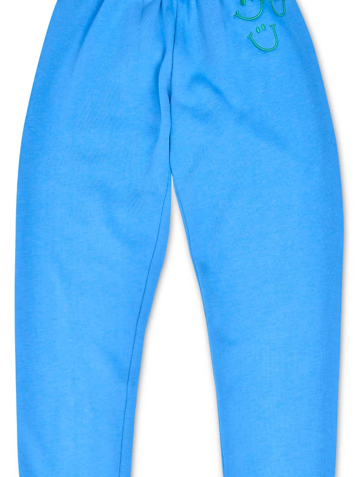 Iscream - Wholesale Lounge Sweatpants/Joggers - Kids - Happy Faces Bright Blue Basic Sweatpants (MEDIUM 10-12)0