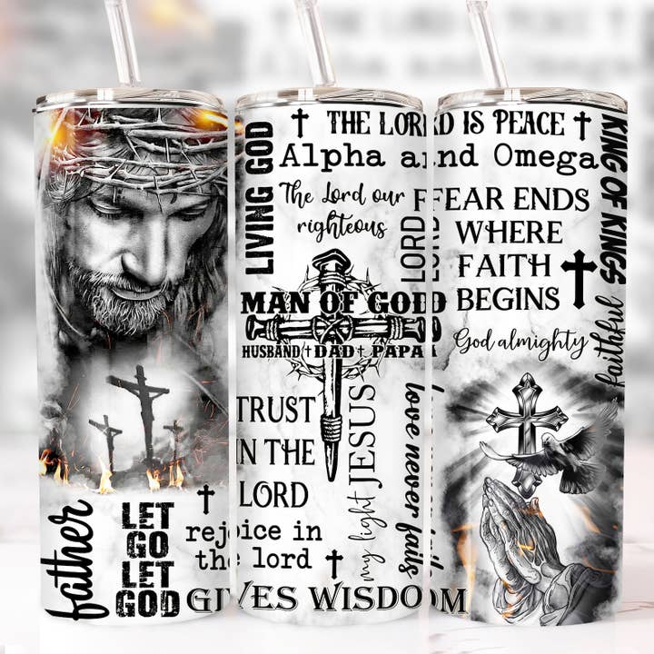 Man of God Tumbler, 20oz Skinny Tumbler, Christian Cup for wholesale by Dm Crafting
