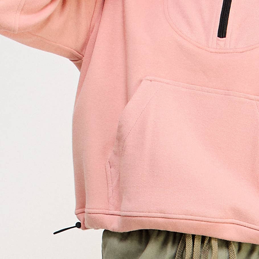 FREEZIA - Wholesale Sweatshirt - Women's - FRENCH TERRY NECK HALF ZIP SWEATSHIRT PULLOVER-FZ001212