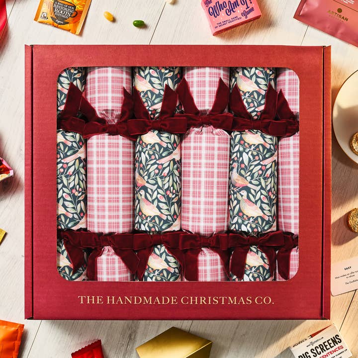 Partridge & Plaid Handmade Luxury Christmas Crackers (6pcs) for wholesale by The Handmade Christmas Co.