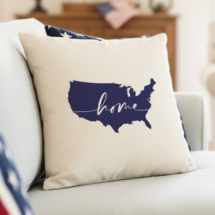 Amérique - Maison - Coussin Carré pour la vente par Heritage 76