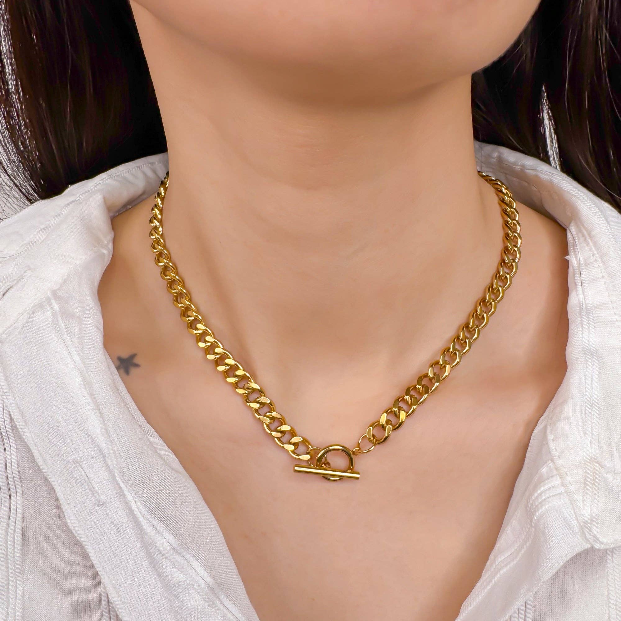 OMG Blings - Vente Collier maille et chaîne - S6N187 - Collier Résistant à l'Eau*2