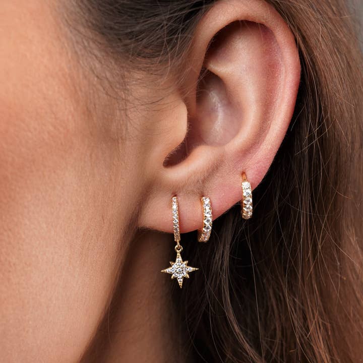 star earrings - gold star hoops - gold hoops for wholesale by Diat