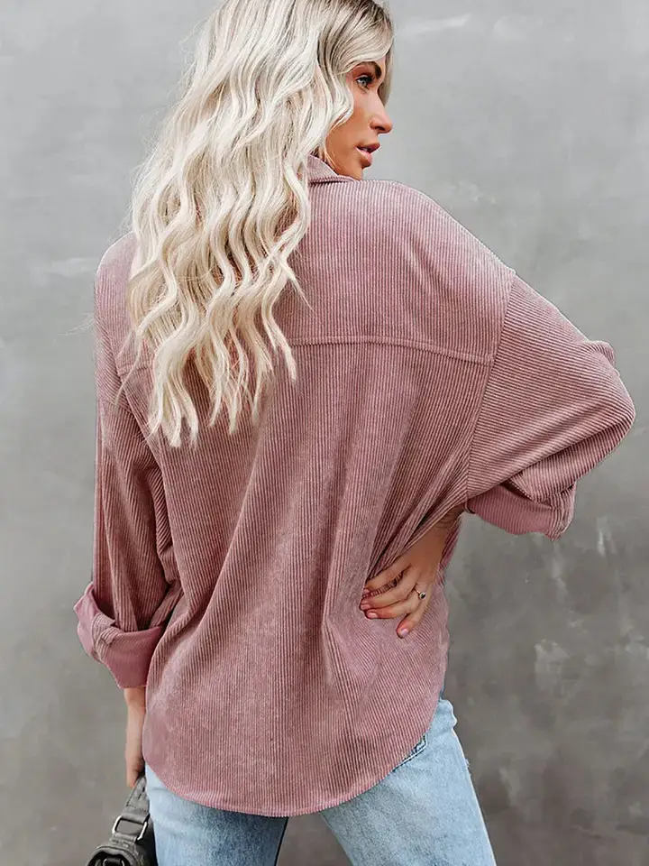 Lovesoft – wholesale Buttoned-down shirt – Women's – Women's Casual Loose Fit Corduroy Button-Down Shirt9