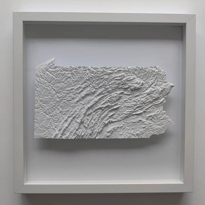 Micropolitan - Vente Décoration murale - Carte topographique 3D de Pennsylvanie | Art mural 3D de la carte de l'État2