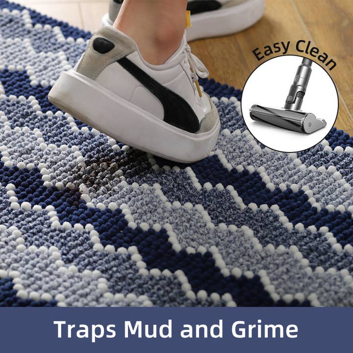 Kasentex – Tapete de banho por atacado – Tapete de Banheiro Macio de Chenille com Design Geométrico Antiderrapante2