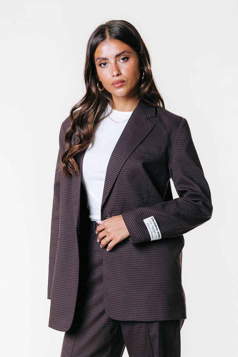 Mimmi Dogtooth Blazer | Brown for wholesale on Faire1