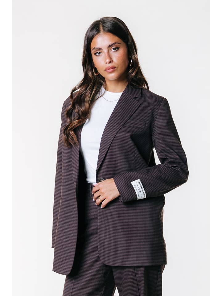Mimmi Dogtooth Blazer | Brown for wholesale on Faire1