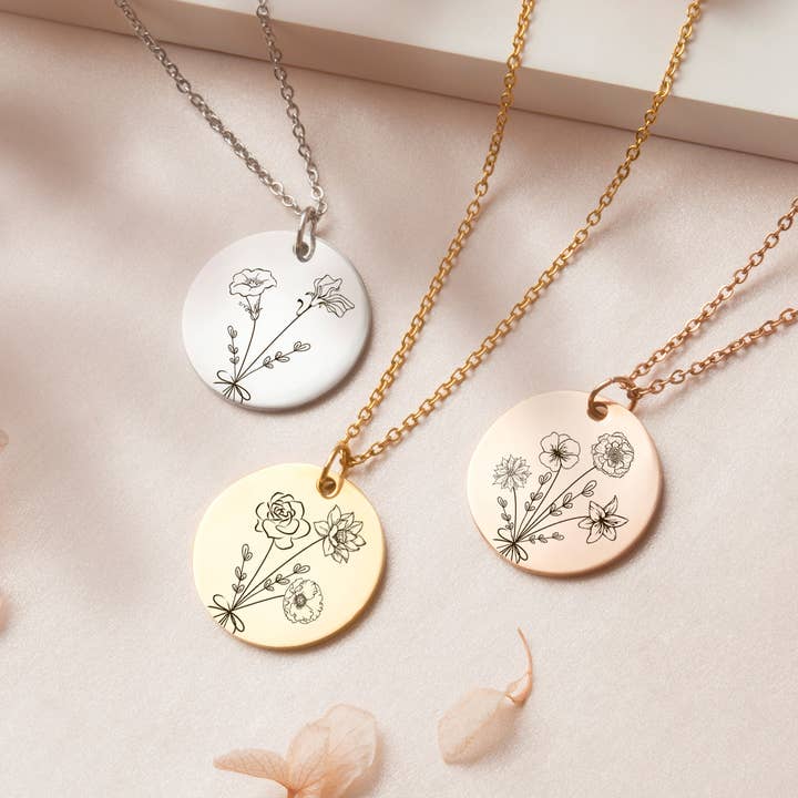 Anavia - Wholesale Pendant/Charm Necklace - Personalized Birth Flower Mother's Day Gift for Mom Jewelry