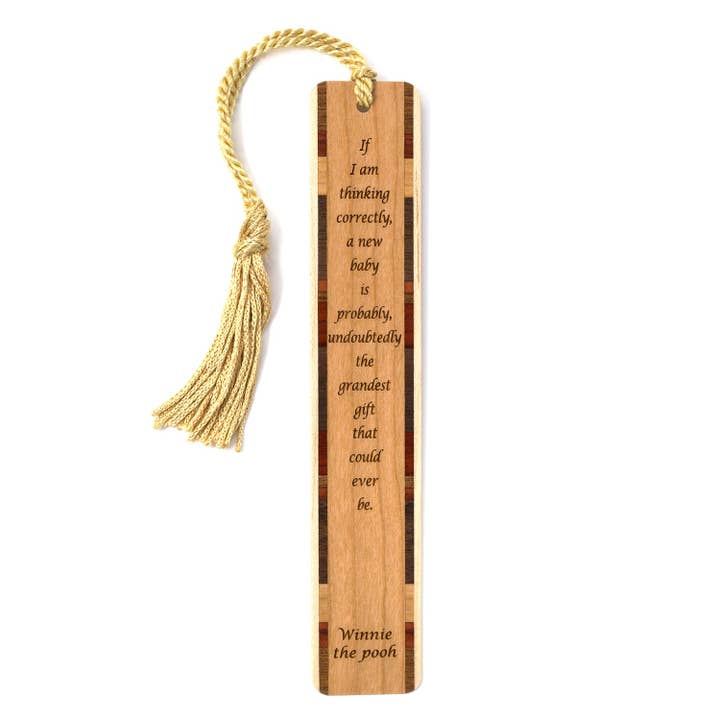 Winnie The Pooh New Baby Quote Handmade Engraved Bookmark for wholesale by Mitercraft