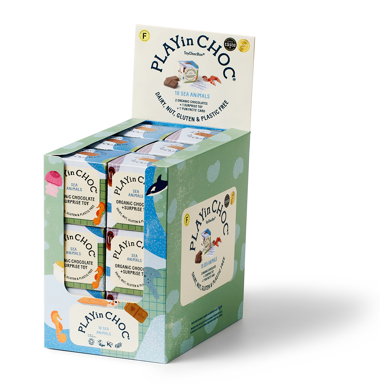 PLAYin CHOC - Wholesale Chocolate Box - ToyChoc Box® (x18) SEA ANiMALS2