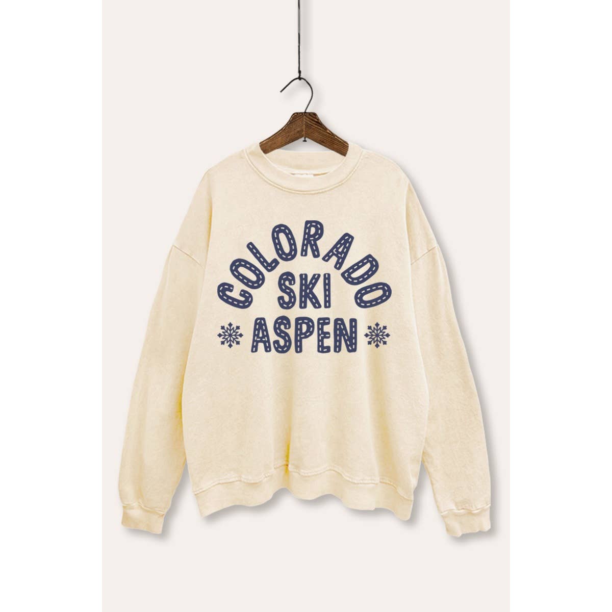VINTAGE POINT USA - Wholesale Graphic Sweatshirt - Women's - COLORADO SKI ASPEN TYPOGRAPHY MINERAL WASH SWEATSHIRT2