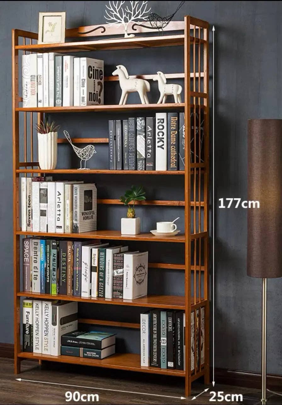 everythingbamboo - Wholesale Bookcase - Large Size Pure Bamboo Book Shelf Cabinet Simple Solid Storage Fantastic 5 and 6 Tiers BBC033
