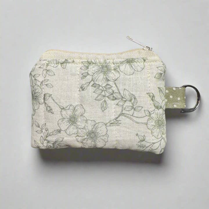 The Vintage Green Floral Keychain Wallet Coin Purse Card Holder for wholesale by Hannah Tyme Designs