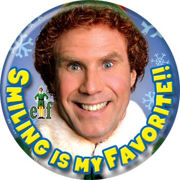 Ata-Boy - Wholesale Lapel Pin/Button - Elf Smiling is My Favorite Buttons 1.25" Round