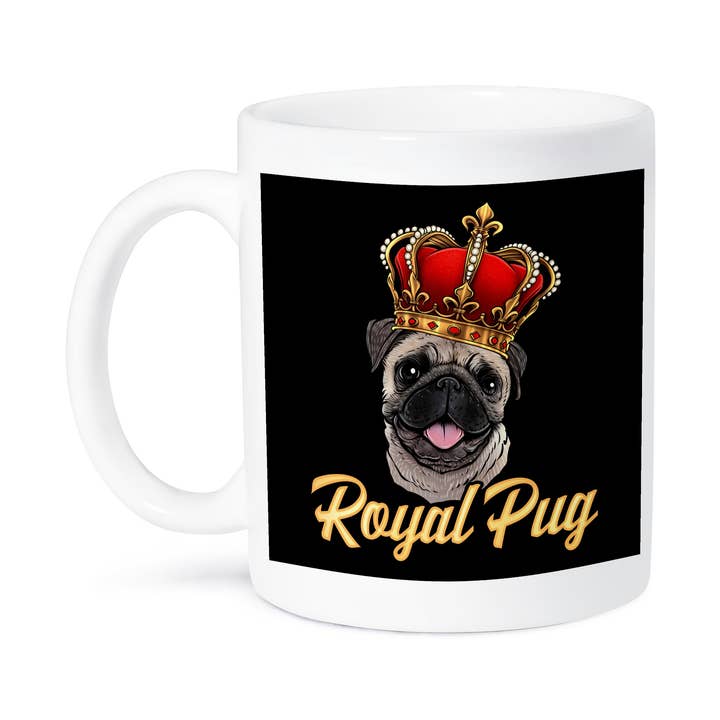3dRose - Wholesale Coffee Mug - 3dRose, Royal Pug Dog with Funny Crown with Black Background, Mug8