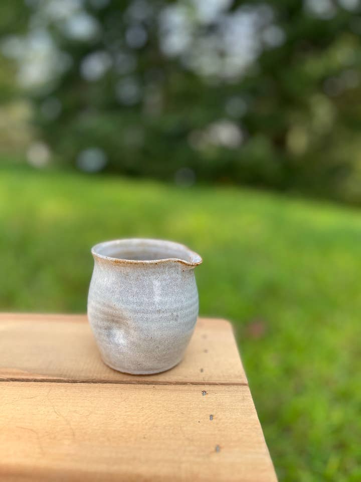 Thumb divot pitcher 8 oz for wholesale by Uphill Pottery