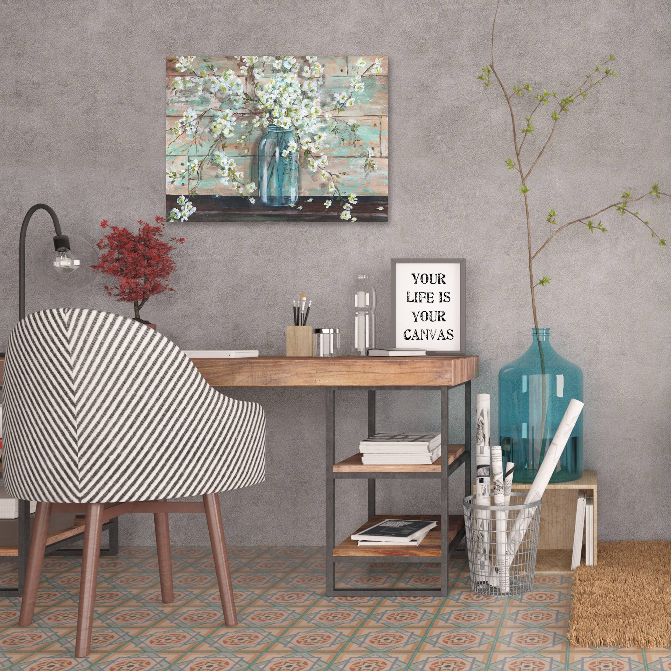 Jaxson Rea - Wholesale Art Print - Blossoms In Mason Jar Gallery Wrapped Canvas3